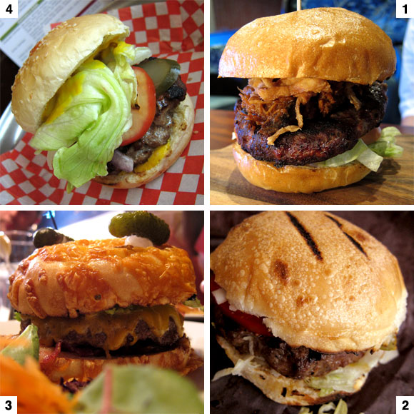 Burgers from: The Counter, Grindhouse, The Roy, Great Burger Kitchen
