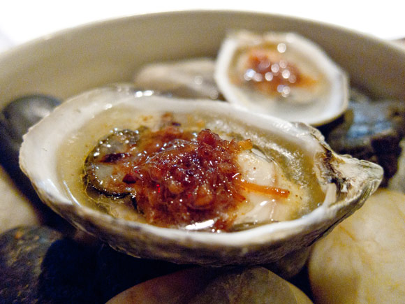 Baked kushi oysters topped with buttery crunchy panko.