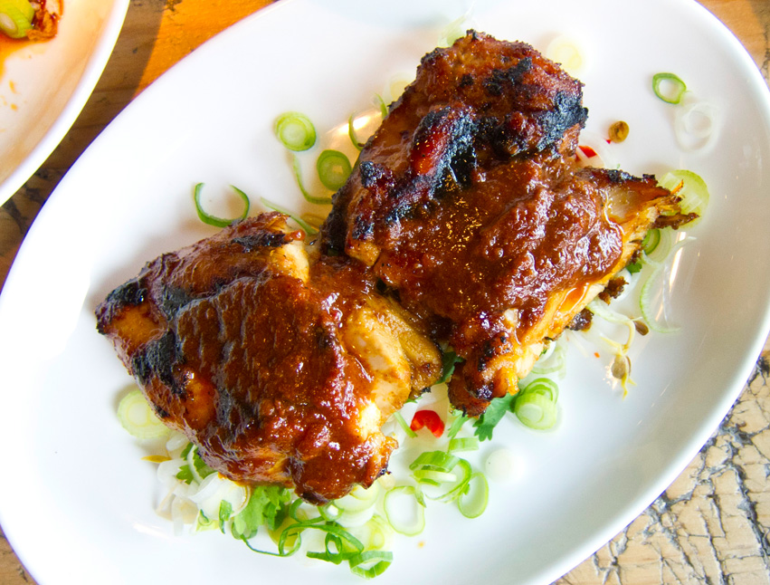 Ayam Panggang: Sweet chili grilled chicken, bean sprouts, green onion, cilantro.